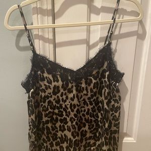 BP leopard print satin cami with lace trim size S